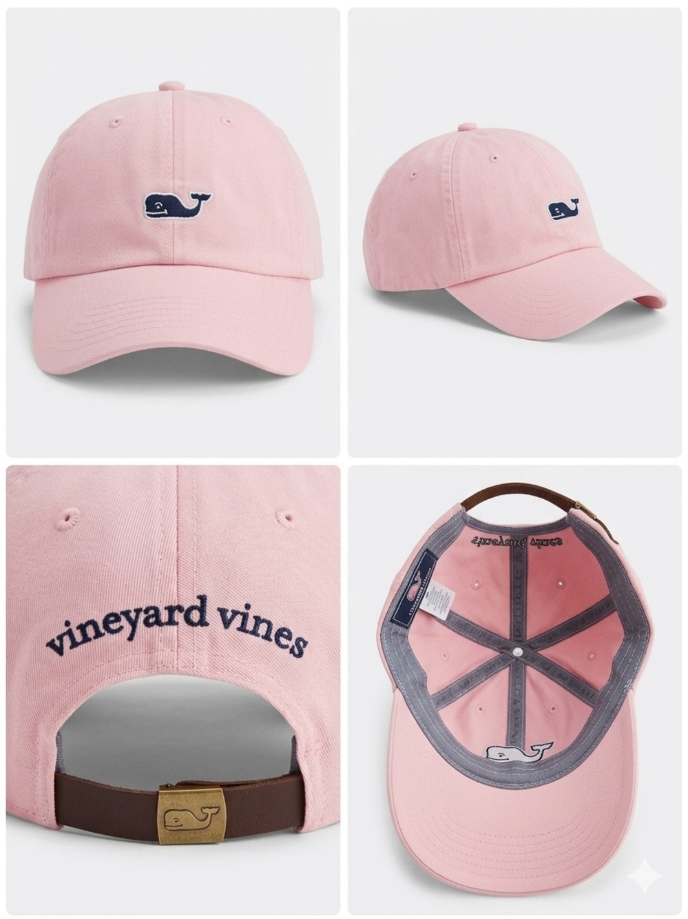 Vineyard Vines Classic Pink Baseball Hat Adjustable Leather Strap One Size